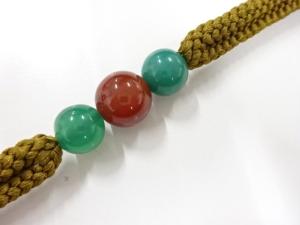 未使用品　天然石帯留め・正絹手組帯締めセット